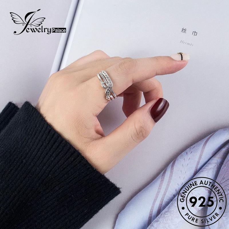 Tempat Perhiasan925Cincin Lebar Perak Vintage Rantai Wanita Asli R235