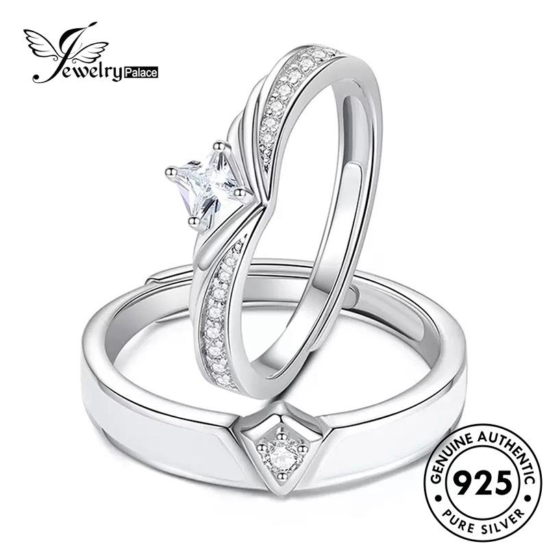 Tempat Perhiasan925Cincin Couple Berlian Asli Simple Nikah Perak Moissanite R313