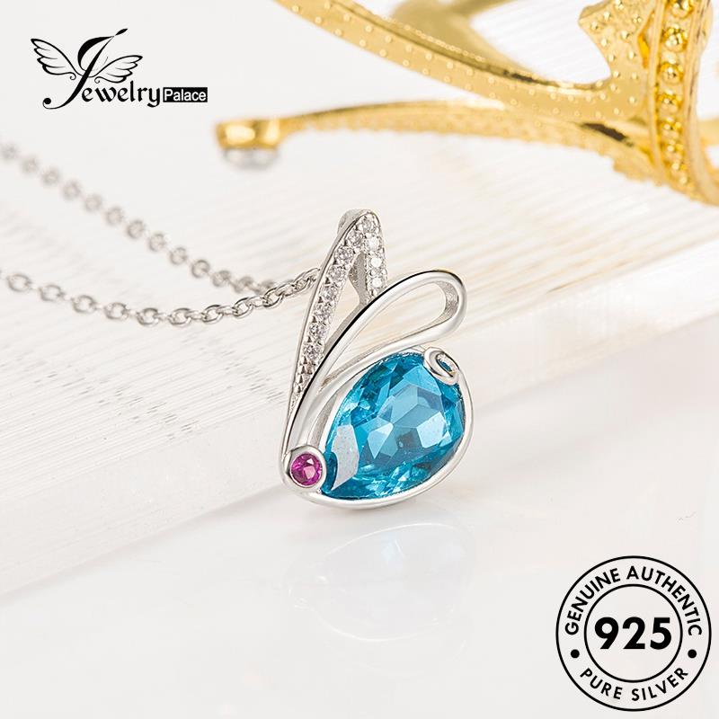 Jewelrypalace925 Kalung Asli Kelinci Lucu Wanita Safir Set Perak S10