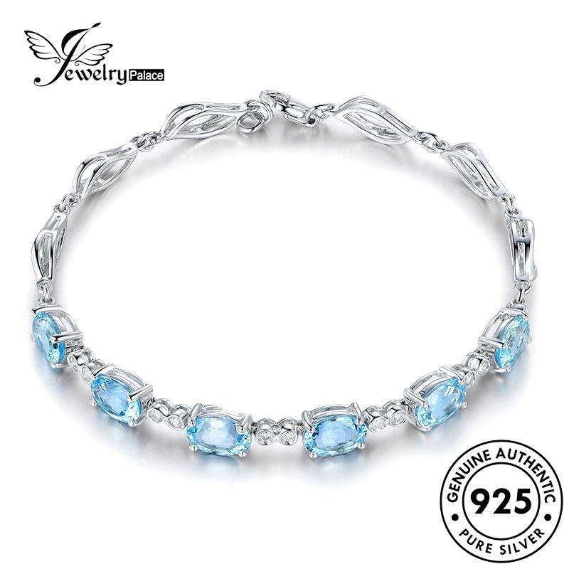 Jewelrypalace Mewah Perak925 Asli Aquamarine Gelang Wanita B30