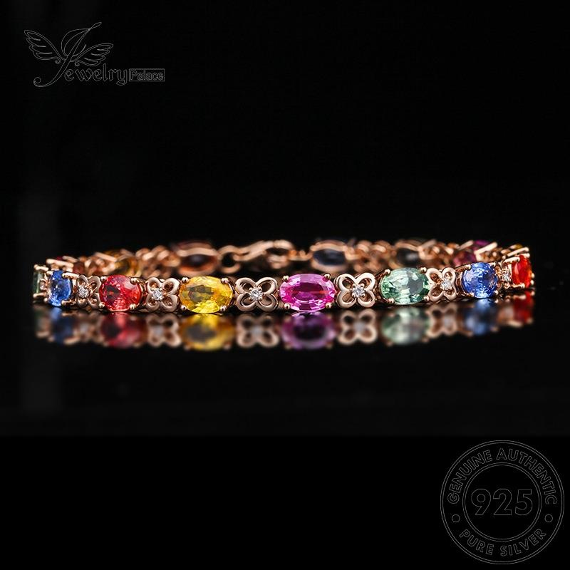 Jewelrypalace Gelang Emas Perak Wanita 925 Kristal Kotak Asli B32