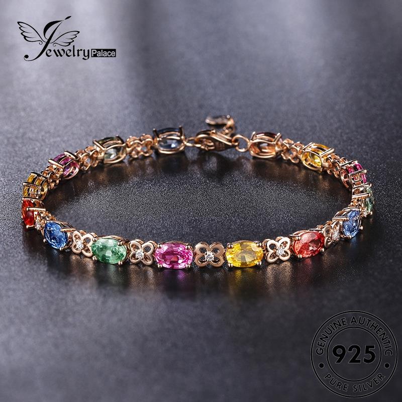 Jewelrypalace Gelang Emas Perak Wanita 925 Kristal Kotak Asli B32