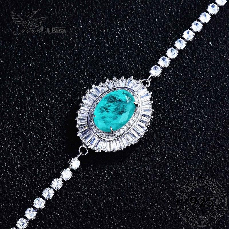 Jewelrypalace925 Gelang Wanita Perak Aquamarine Asli B282