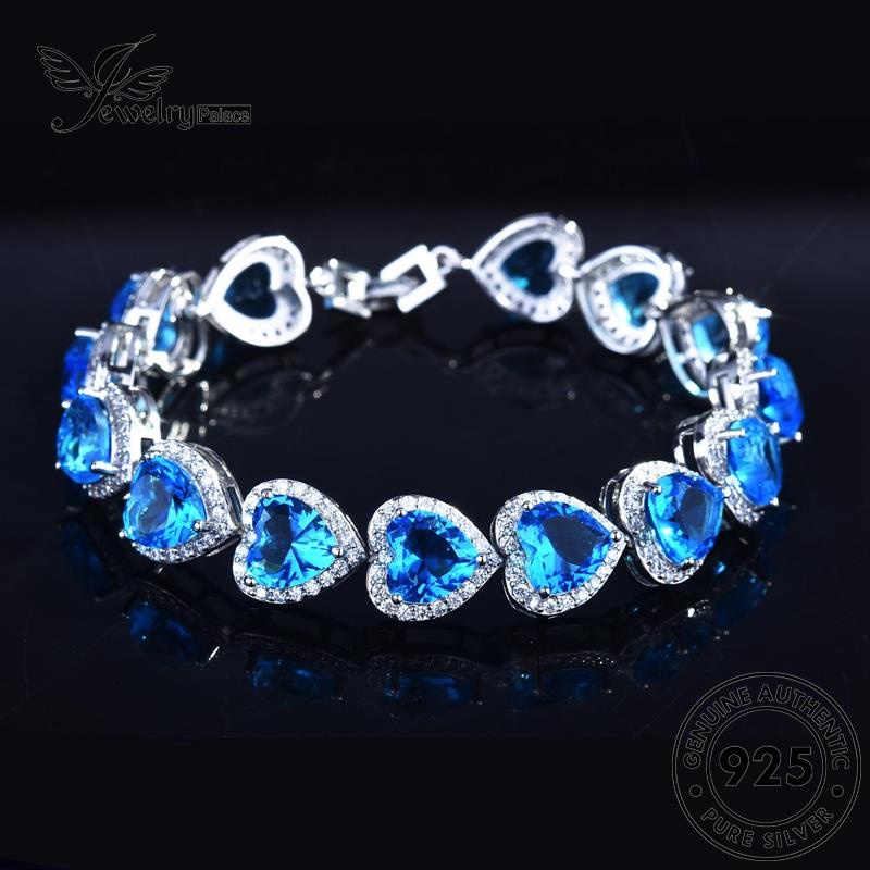 Jewelrypalace Asli925 Gelang Sapphire Hati Mewah Ocean Perak Wanita B535