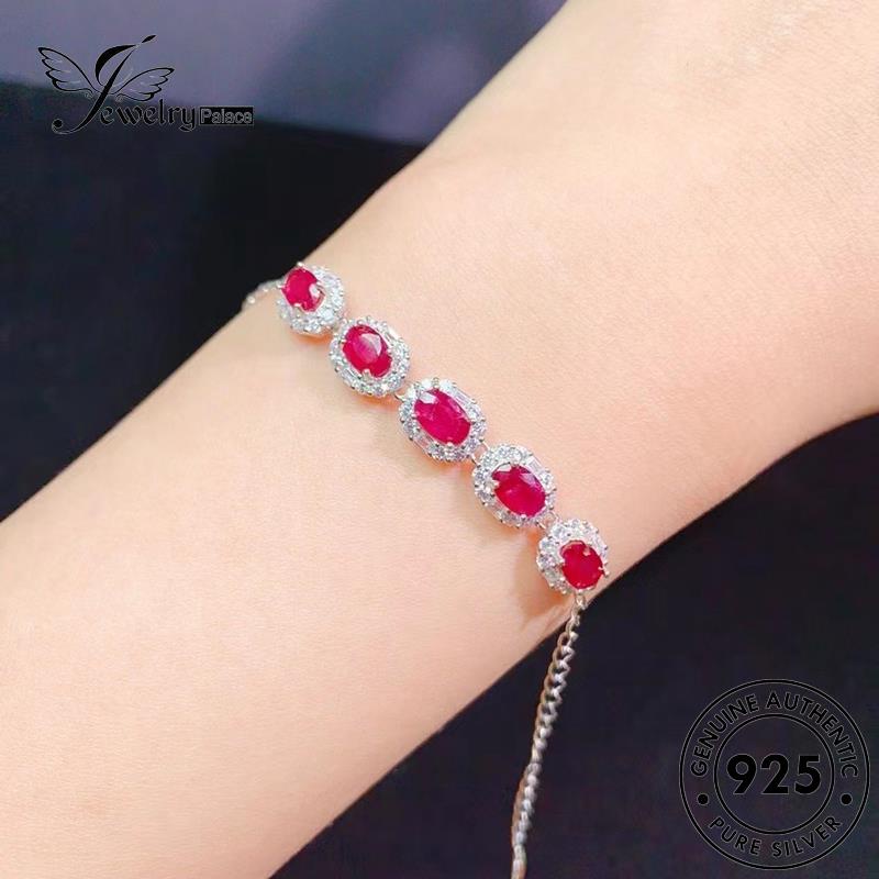 Perhiasanpalace Perak Wanita925 Oval Zamrud Asli Gelang B540