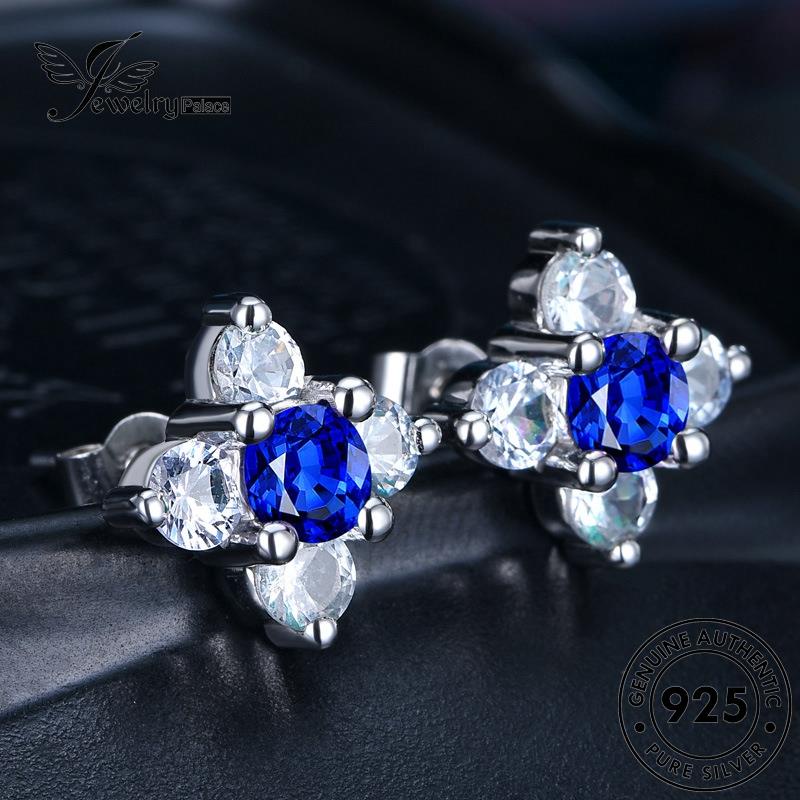 Jewelrypalace Bunga925 Anting Tusuk Wanita Asli Safir Perak The E607