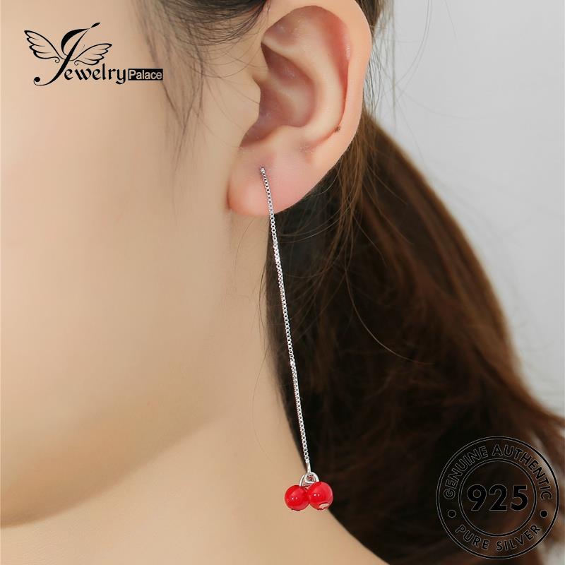 Jewelrypalace925batu Akik Kacang Asli Merah Wanita Drop Anting Perak E776