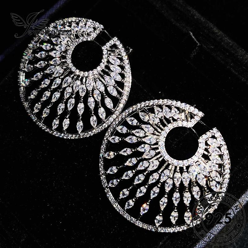 Jewelrypalace925 Berlian Asli Anting Perak Disc Wanita Moissanite Stud E802