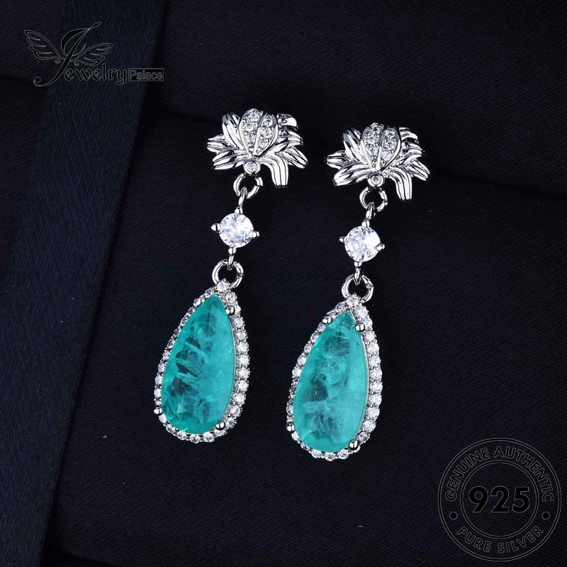 Jewelrypalace Anting Tusuk Wanita925 Oval Asli Aquamarine Perak E825