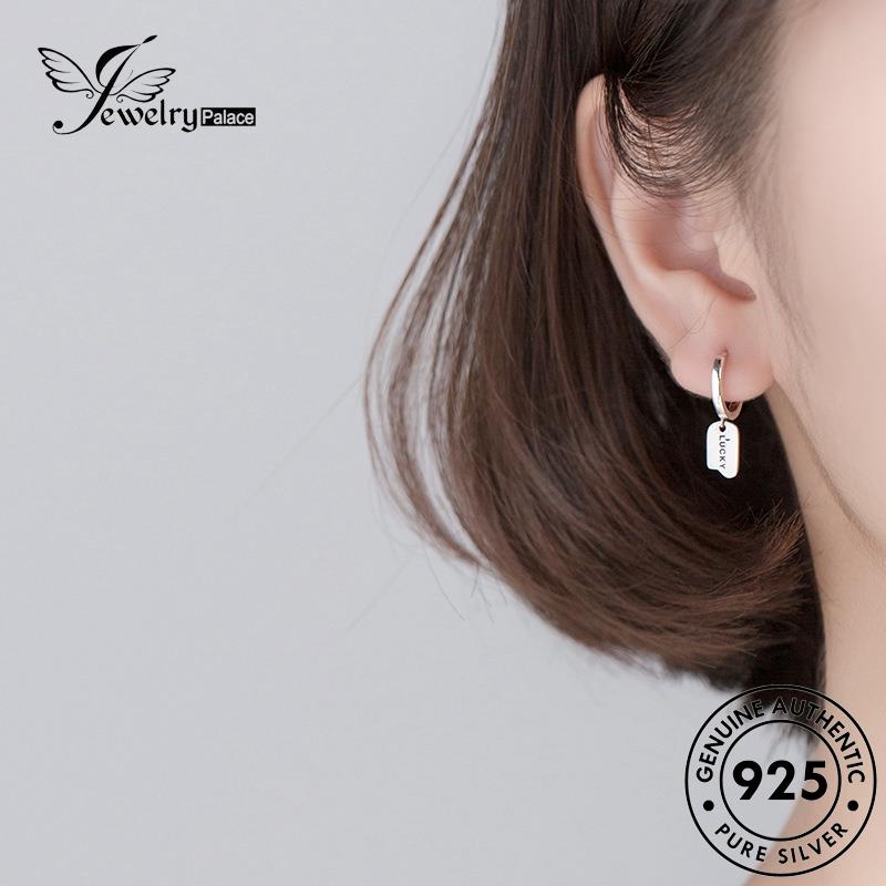 Jewelrypalace925 Tag Anting Hoop Lucky Original Perak Wanita E713
