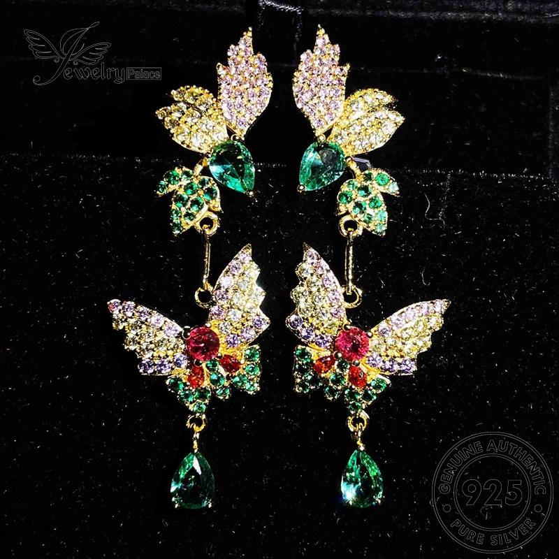 Jewelrypalace Butterfly Asli925 Berlian Perak Pink Gold Anting Wanita Stud Kristal E828