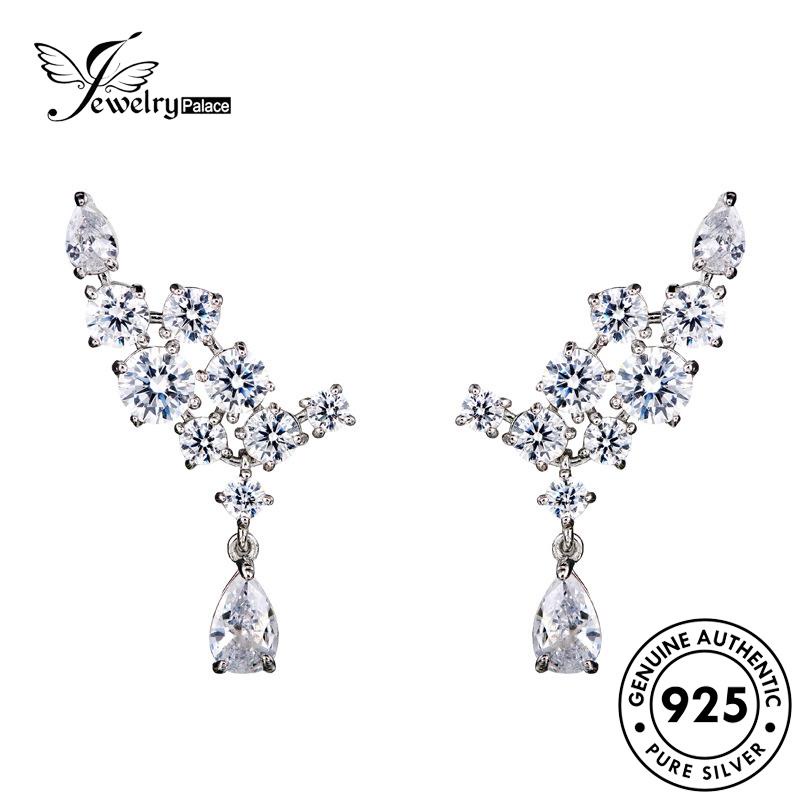 Jewelrypalace Berlian Sayap Wanita Perak Anting Stud Asli925 Moissanite E926