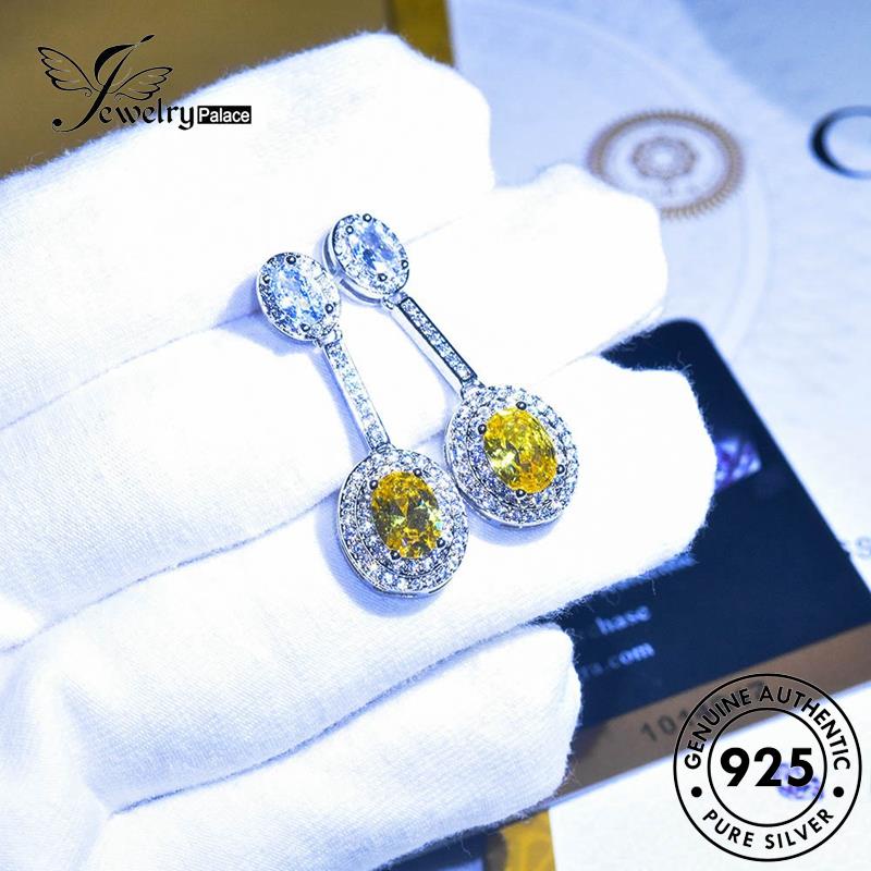 Jewelrypalace Anting Perak925 Citrine Stud Oval Wanita Asli E962