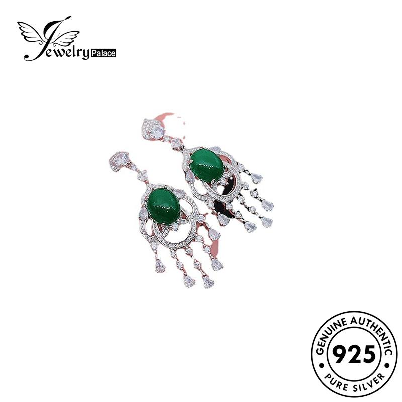 Jewelrypalace Jade Oval925 Anting Perak Asli Wanita Stud E963