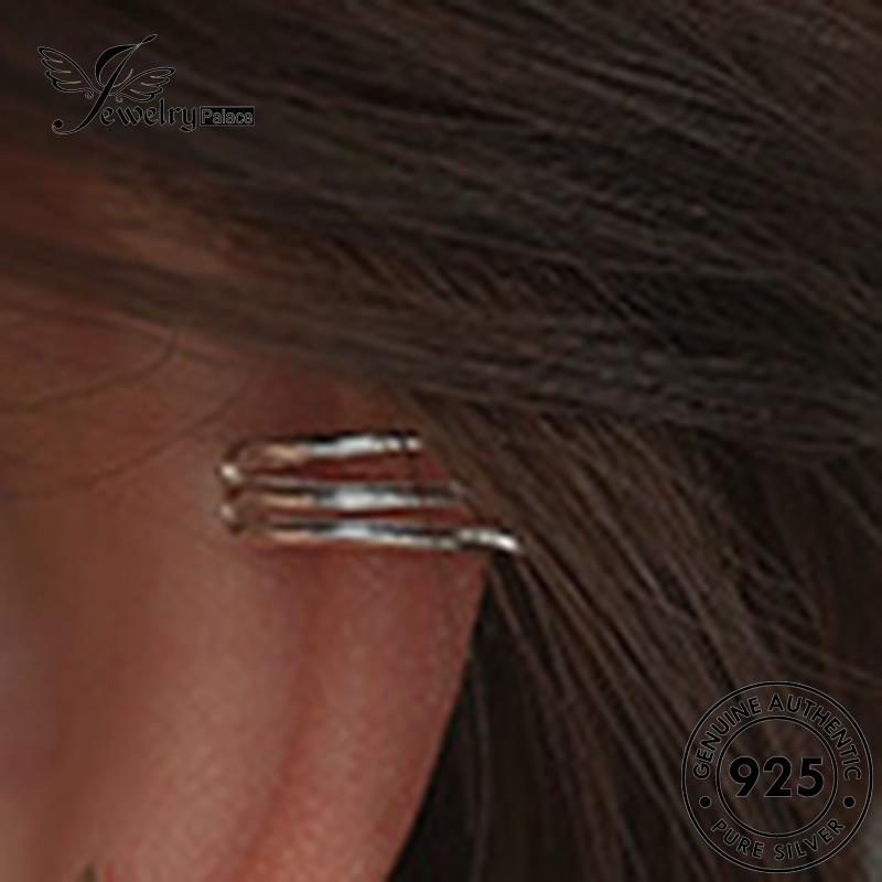Jewelrypalace Perak Asli Hoop Wanita Anting925 Baris Double E941