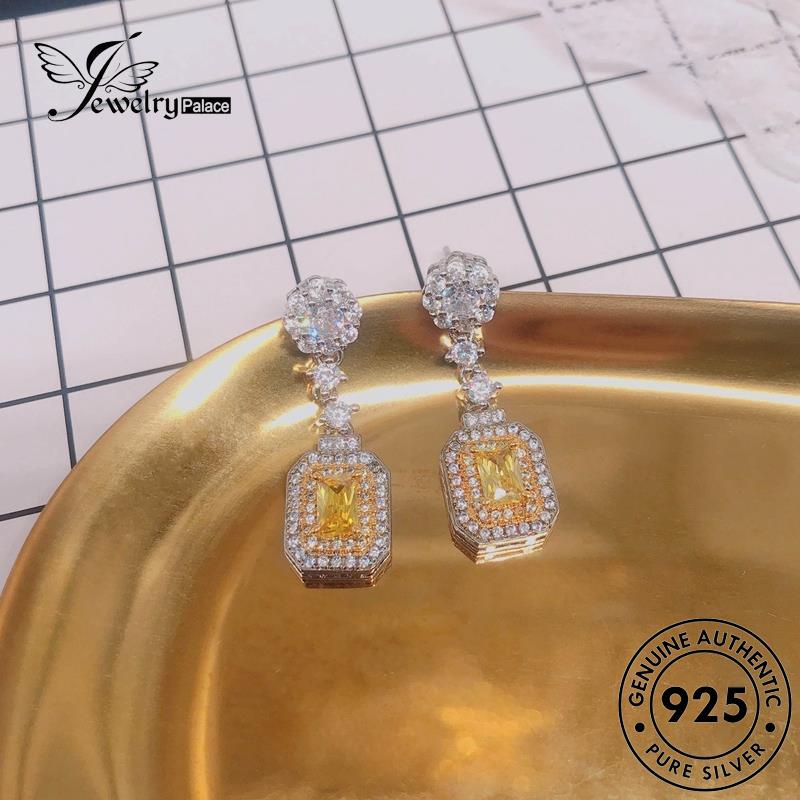 Jewelrypalace Wanita Asli Anting Kotak925 Citrine Perak Stud E1034