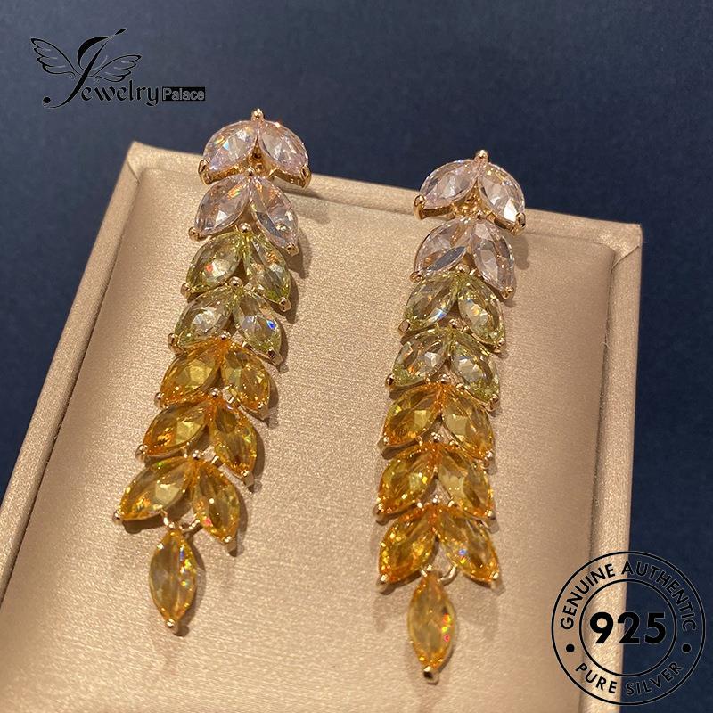 Jewelrypalace Citrine Gold Daun925 Perak Asli Wanita Anting Tusuk E1043