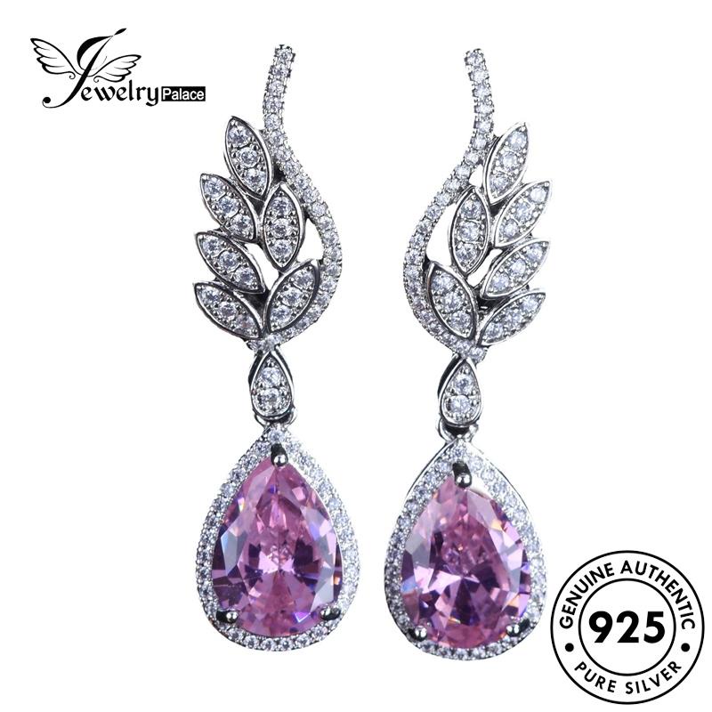 Jewelrypalace Asli Berlian Pink Wanita925 Anting Tusuk Sayap Kristal Perak E1045