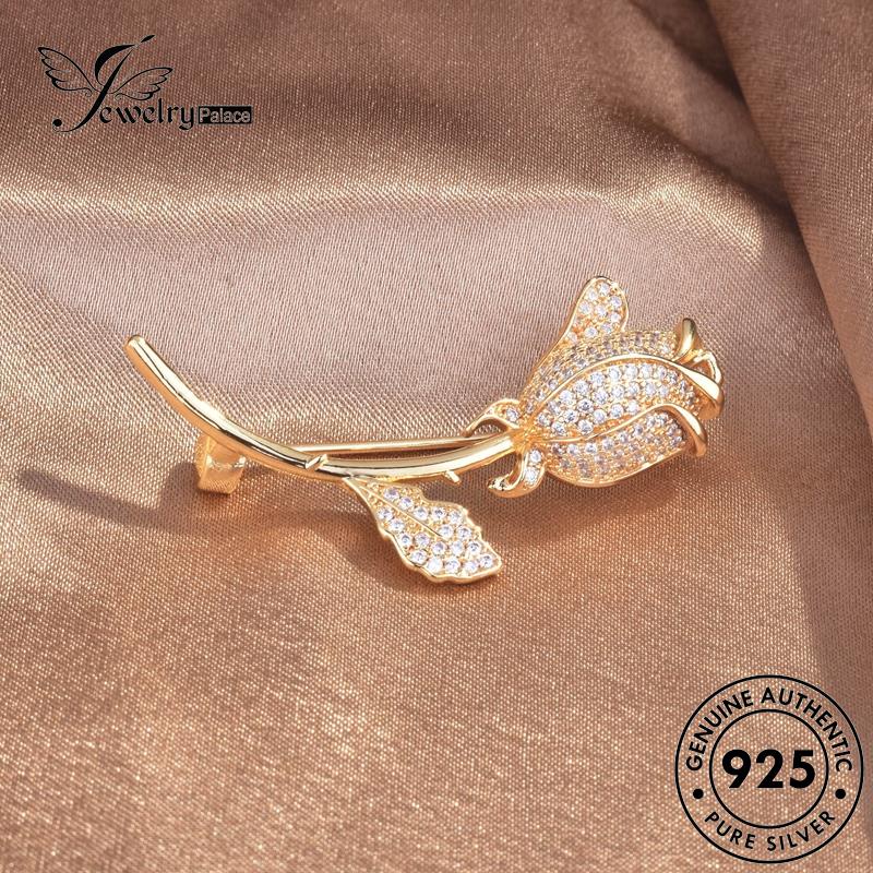 Jewelrypalace Asli Tusuk Moissanite925 Tulip Berlian Gold Wanita Anting Perak E1064