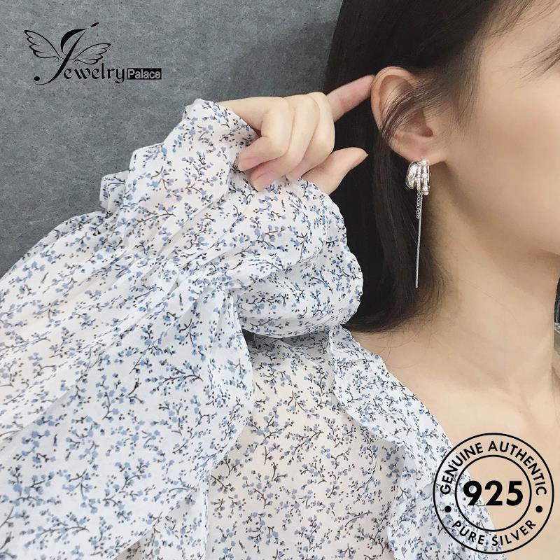 Jewelrypalace Anting Rumbai Mutiara Perak Wanita925 Asli Hoop E1085