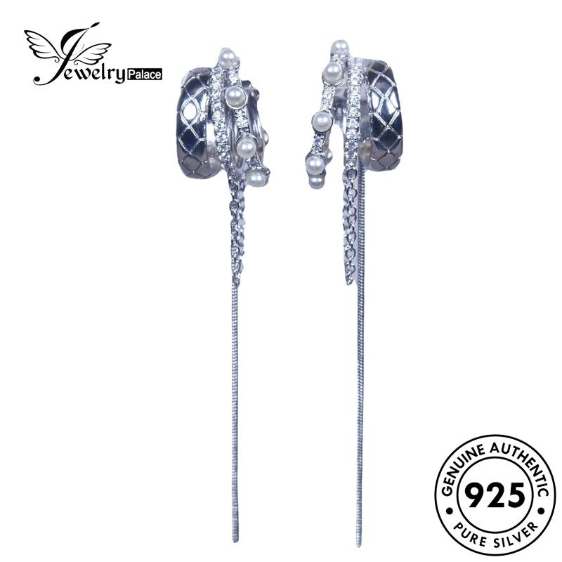 Jewelrypalace Anting Rumbai Mutiara Perak Wanita925 Asli Hoop E1085