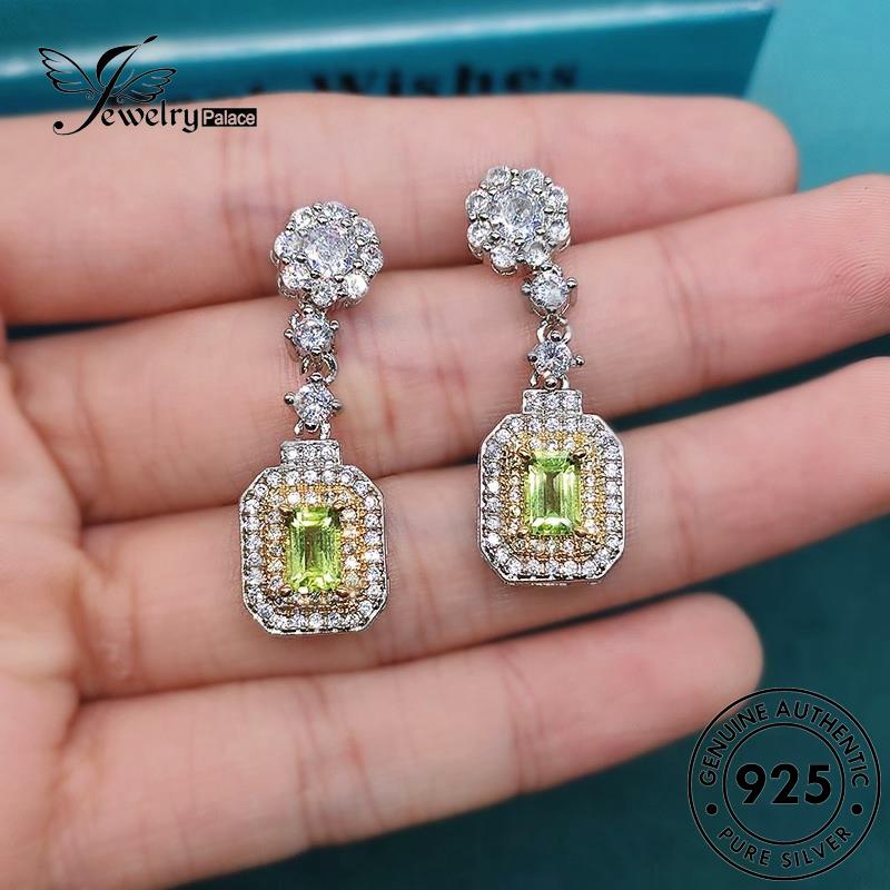 Jewelrypalace Stud Perak925 Persegi Asli Moissanite Anting Berlian Wanita E1104