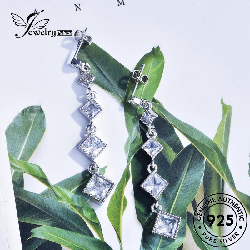 Jewelrypalace Stud Wanita Asli Anting925 Moissanite Persegi Berlian Perak E1061