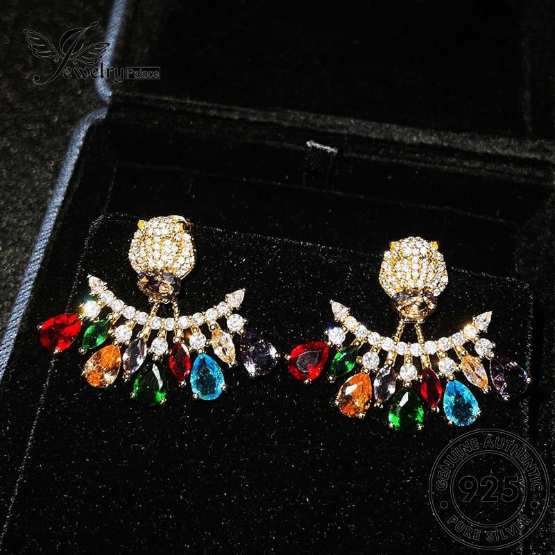 Perhiasantempat Anting Wanita Tusuk Kepala Silver Ruby Gold Tiger925Asli E1140