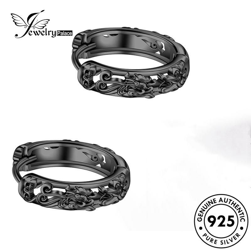 Jewelrypalace925 Anting Hoop Silver Pria Pasukan Berani Original E1141