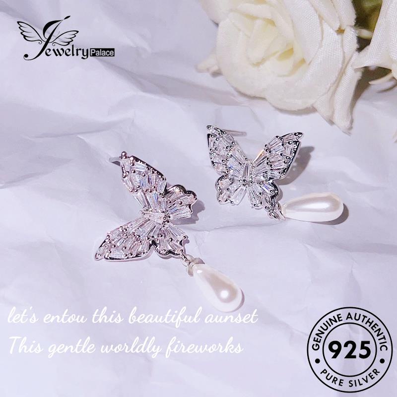 Jewelrypalace Asli Stud Moissanite Wanita Kupu-Kupu925 Berlian Anting Perak E1154