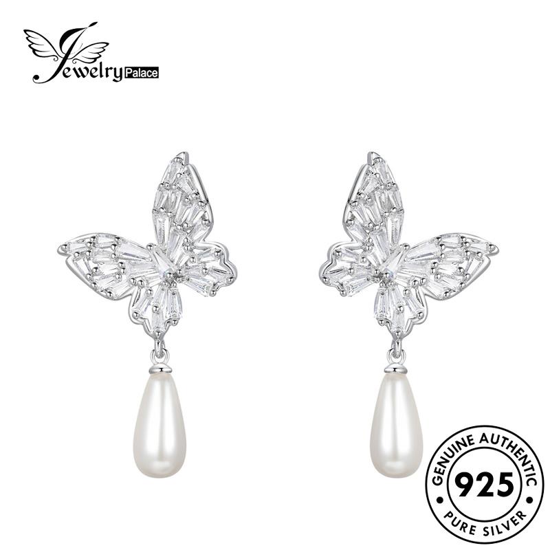 Jewelrypalace Asli Stud Moissanite Wanita Kupu-Kupu925 Berlian Anting Perak E1154