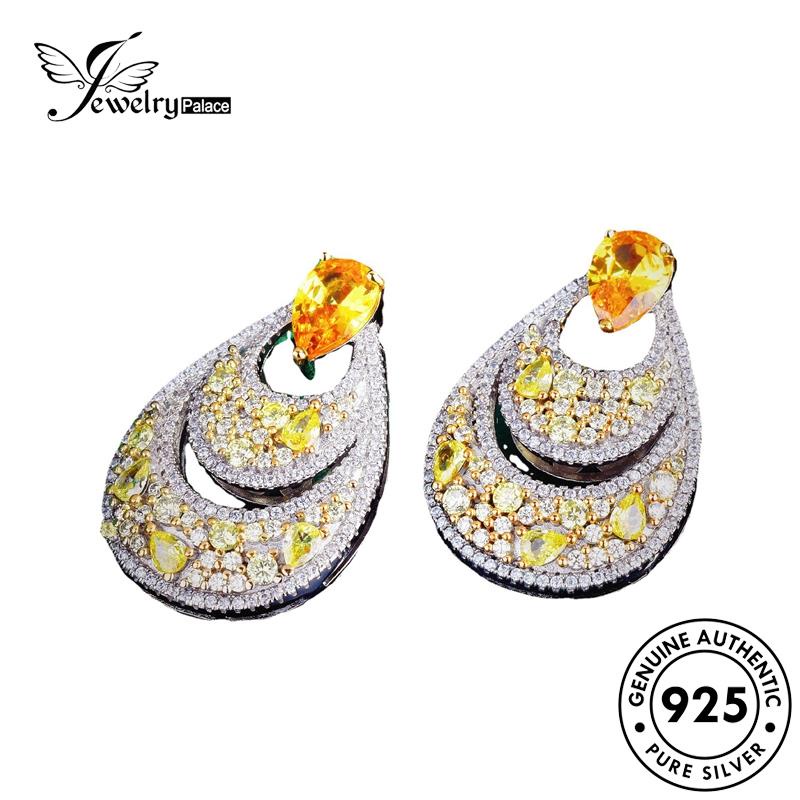 Jewelrypalace Anting Citrine Perak Stud925 Sektor Anting Asli Wanita E1187