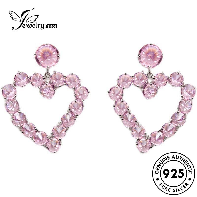 Jewelrypalace Pink925 Wanita Berlian Silver Kristal Love Anting Stud Asli E1159