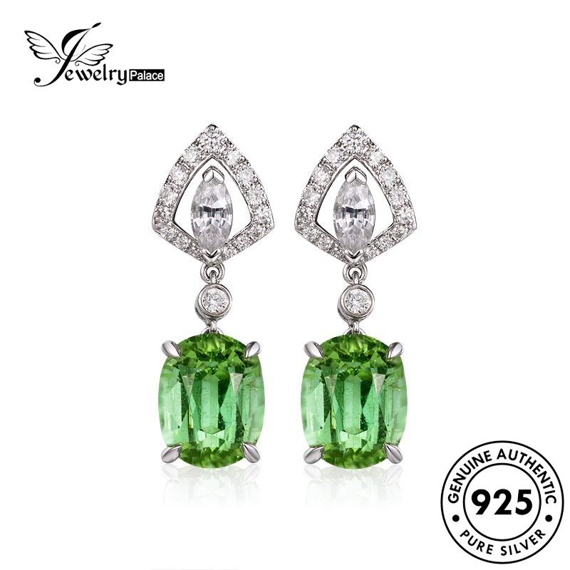 Jewelrypalace Stud Wanita925Kolom Persegi Anting Perak Zamrud Asli E1298