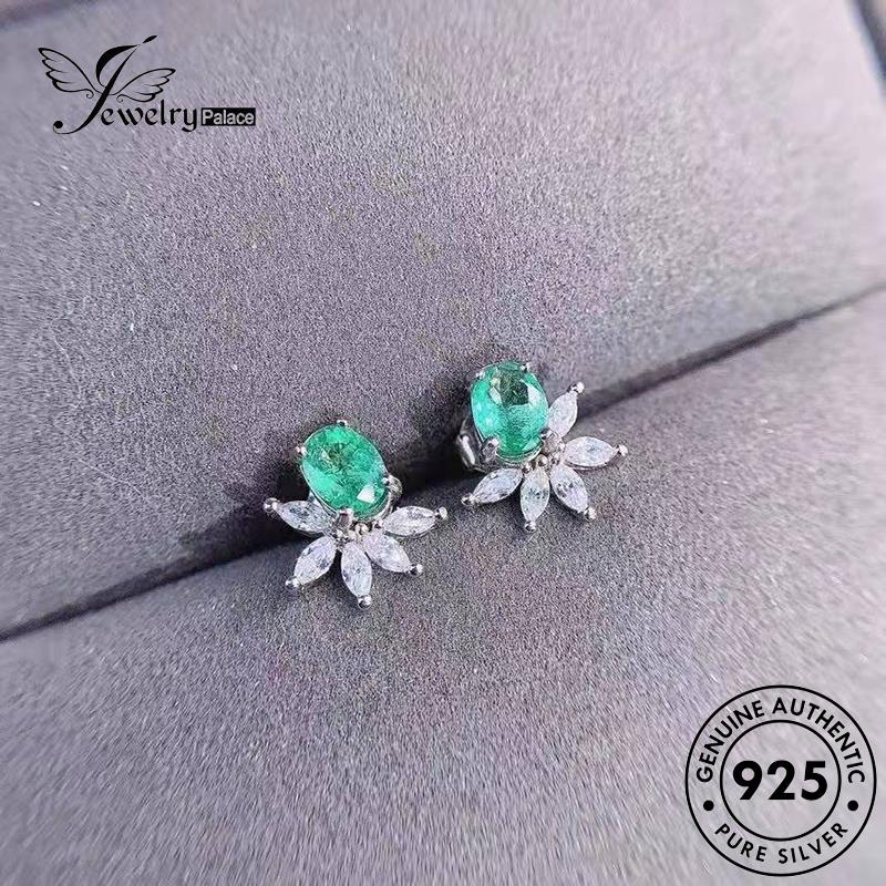 Jewelrypalace Perak Emerald Asli Wanita925 Anting Tusuk The Flowers E1257