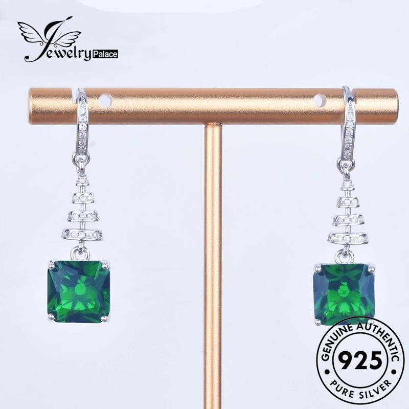 Jewelrypalace Stud Asli925 Wanita Anting Emerald Oval Perak E1262