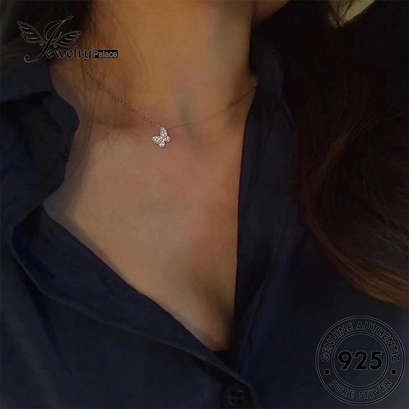 Jewelrypalace Butterfly Diamond Simple Asli Wanita Kalung Perak925 Moissanite N439