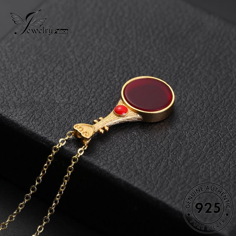 Jewelrypalace Giok Wanita925 Retro Perak Gold Bulat Kalung Asli N663