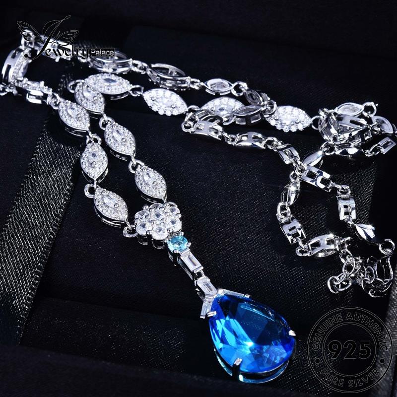 Jewelrypalace Wanita Kalung Perak925 Creative Drop Sapphire Water Asli N924