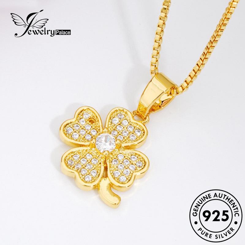 Jewelrypalace Clover Wanita Moissanite Berlian Beruntung Kalung Perak Asli925 N491