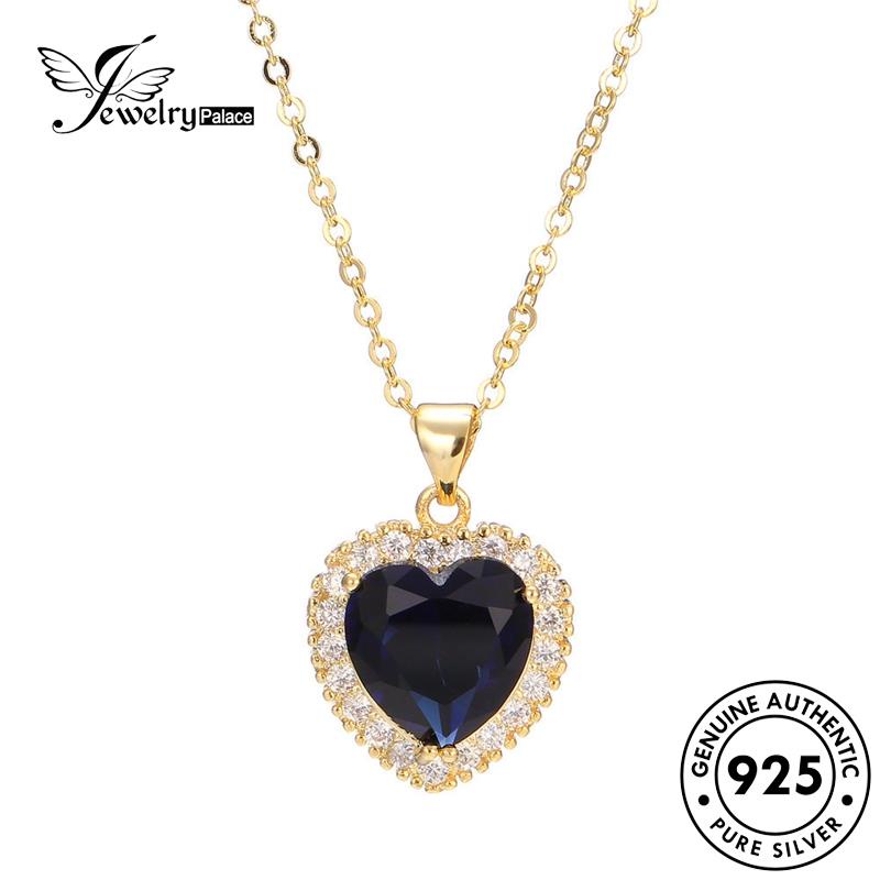 Jewelrypalace Fashion Safir Asli Kalung Perak Wanita Love925 Gold N537