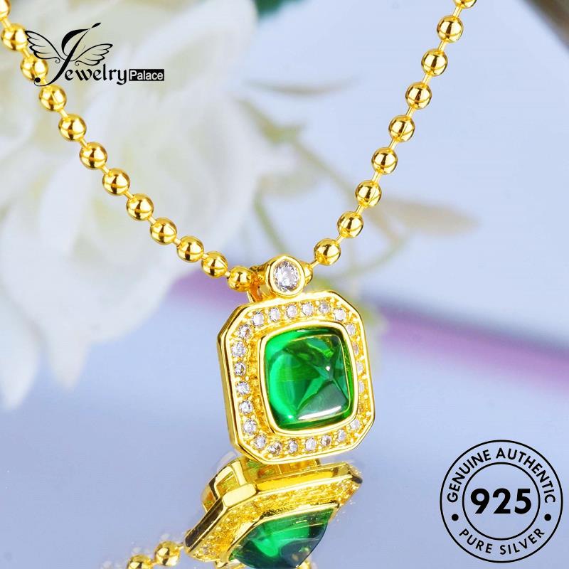 Jewelrypalace Emerald Asli Fashion925 Kalung Perak Kubus Wanita N1118