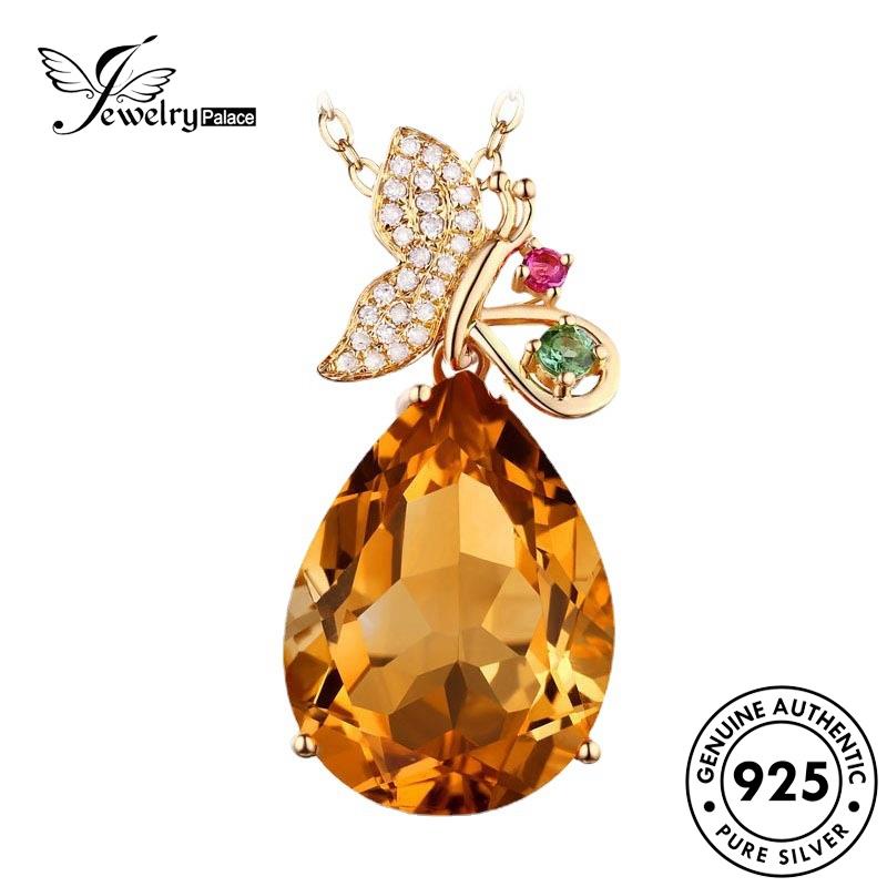 Jewelrypalace Kalung Perak Asli Wanita Kreatif Citrine Butterfly925 N1176