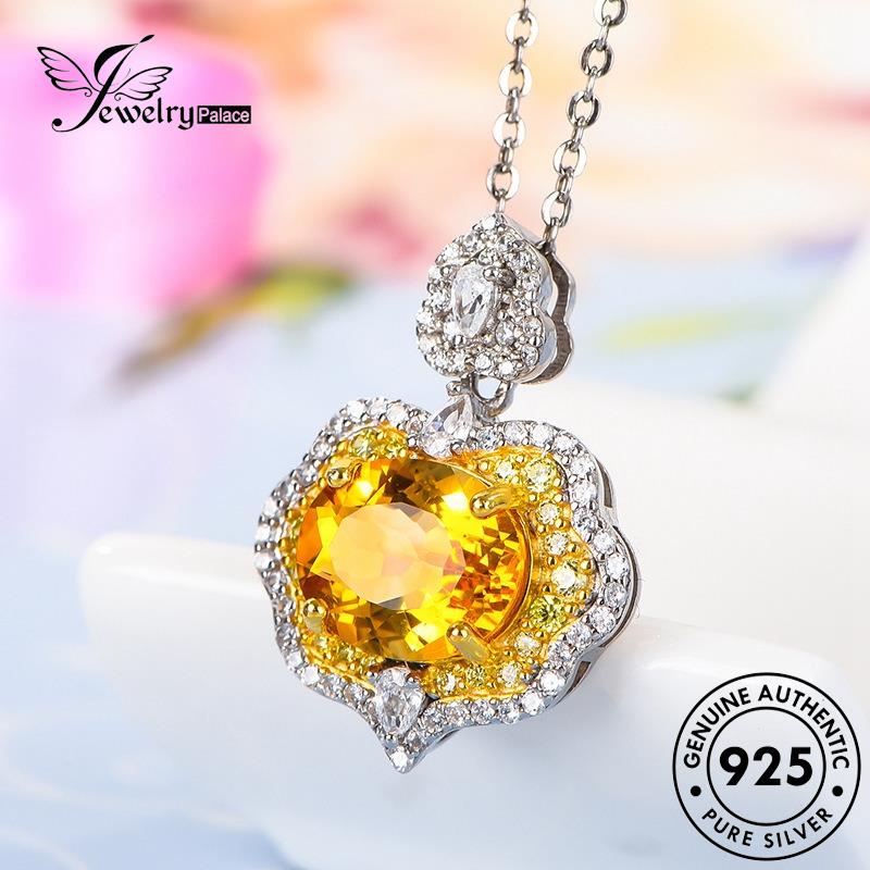 Jewelrypalace Perak Asli Citrine Fortune Kalung Wanita Kreatif925 N1187