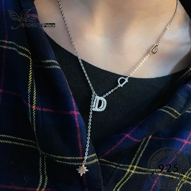 Jewelrypalace Perak Moissanite Huruf Berlian Wanita Kalung Simple Asli925 D N1192