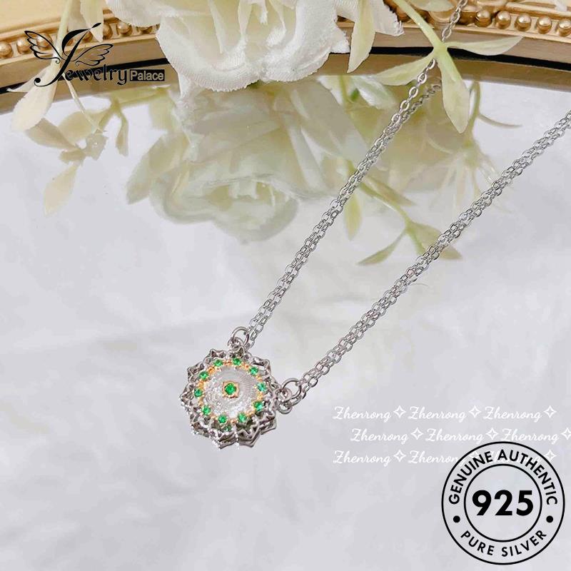 Jewelrypalace Kalung Perak925 Asli Kreatif Emerald Lace Wanita N1153