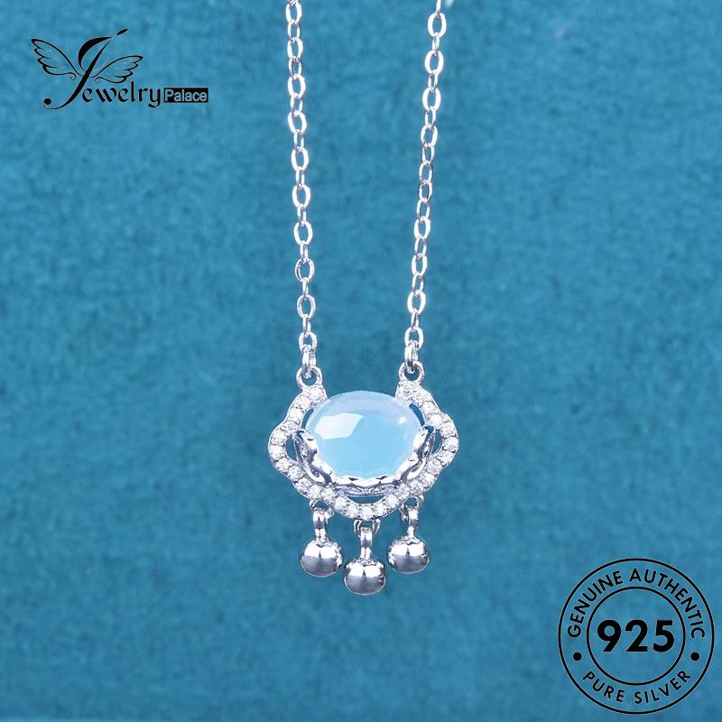 Jewelrypalace Silver Moonstone Kalung Fashion Wanita Asli Kunci Panjang Umur925 Gold N1256