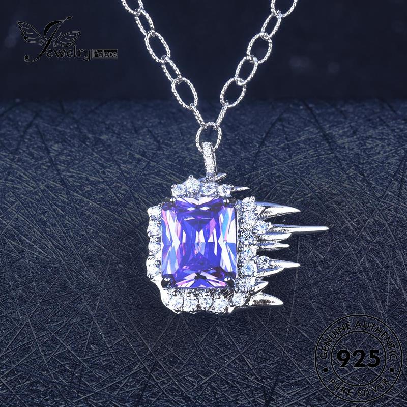 Perhiasantempat Wanita Asli925Kalung Amethyst Creative Flame Silver N1266