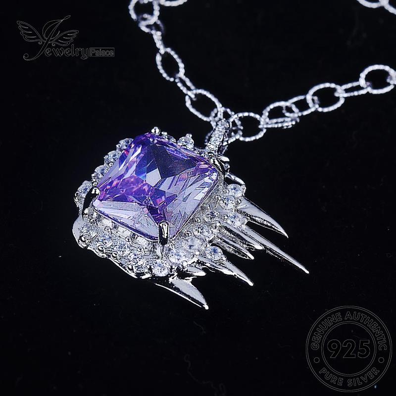 Perhiasantempat Wanita Asli925Kalung Amethyst Creative Flame Silver N1266