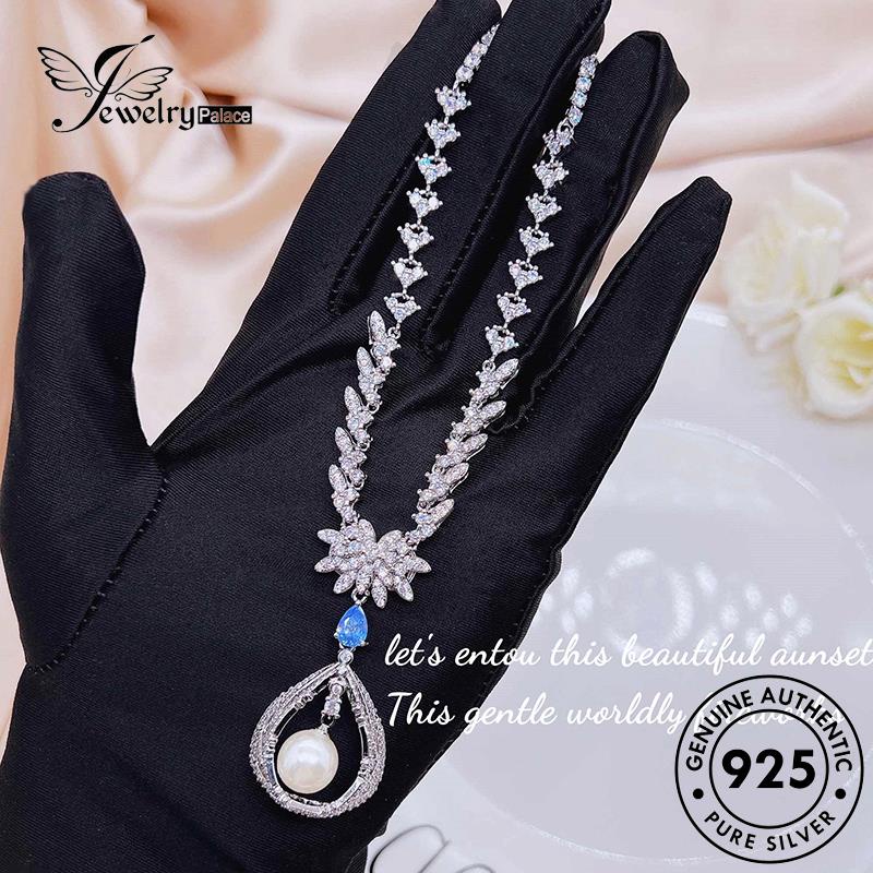 Jewelrypalace925 Kalung Berlian Mewah Wanita Silver Moissanite Original N1315